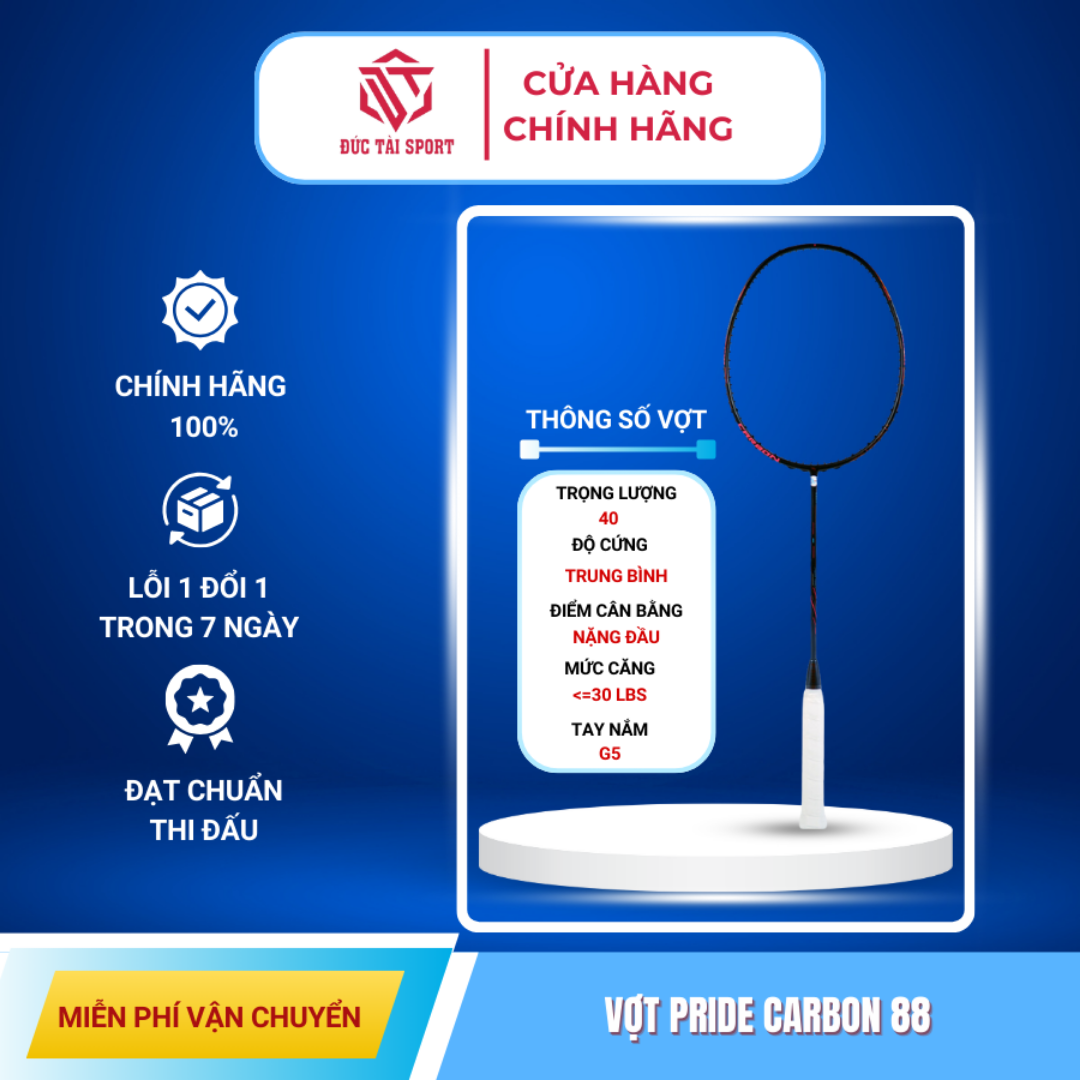 Ảnh của Vợt PRIDE CARBON 88[tặng cước+cuốn cán]